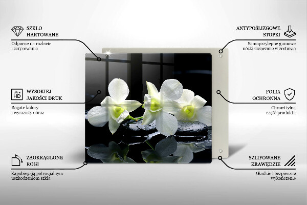 Skärbräda av glas Vita blommor i vatten Zen