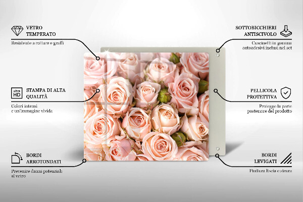 Skärbräda av glas Bukett fina rosor