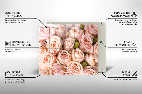 Skärbräda av glas Bukett fina rosor