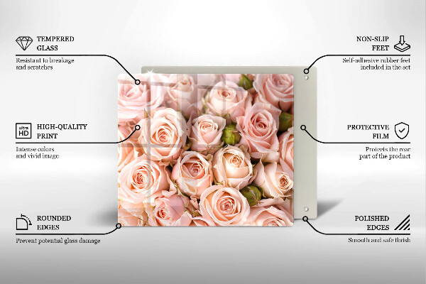 Skärbräda av glas Bukett fina rosor