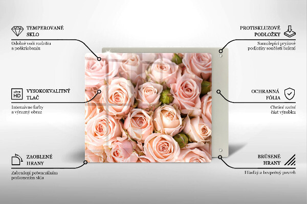 Skärbräda av glas Bukett fina rosor