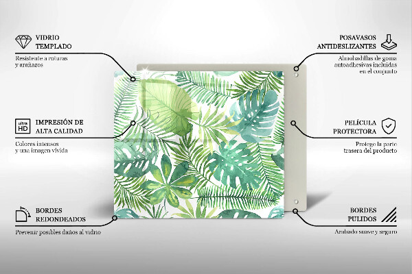 Skärbräda av glas Akvarell boho blad