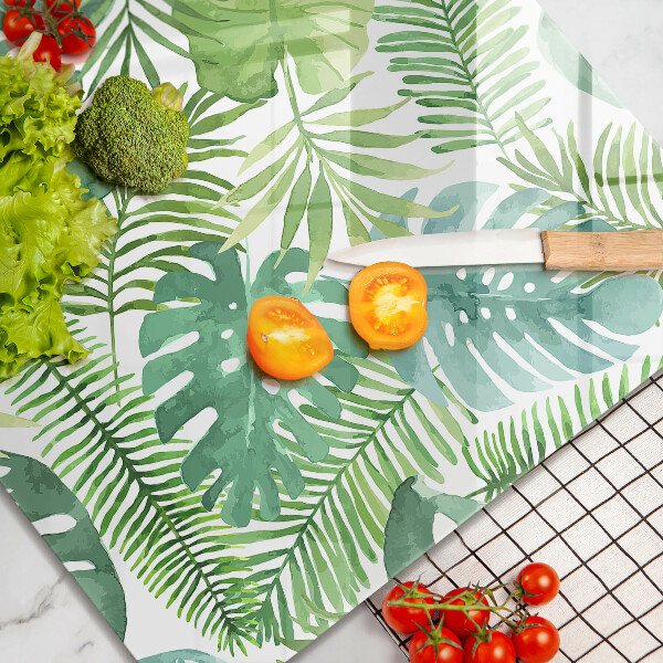 Skärbräda av glas Akvarell boho blad