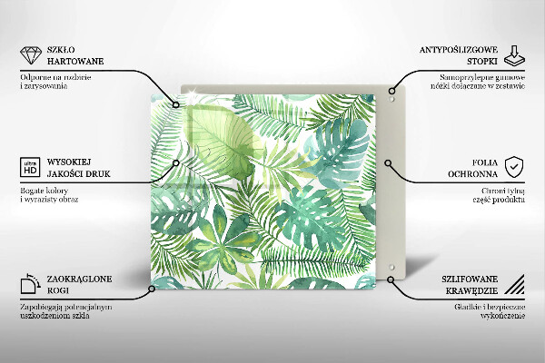 Skärbräda av glas Akvarell boho blad