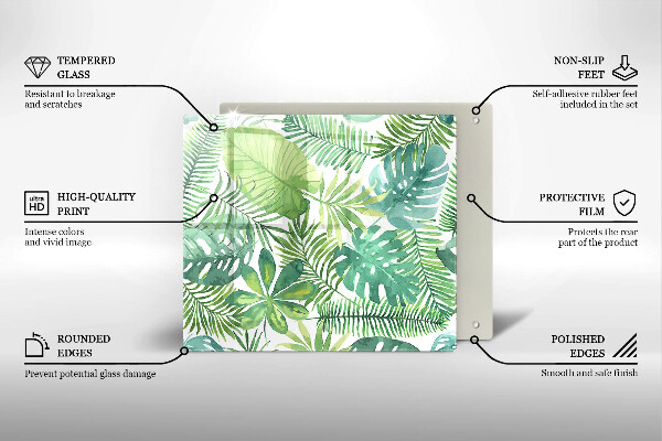 Skärbräda av glas Akvarell boho blad