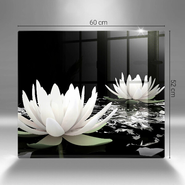 Skärbräda av glas Vita liljor på vattnet