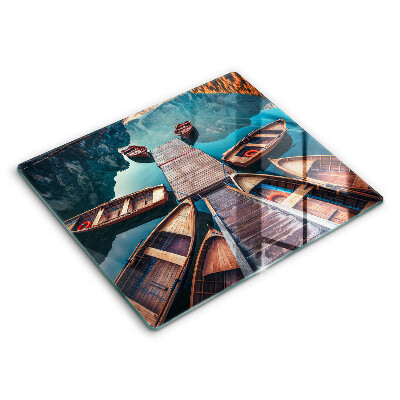 Skärbräda av glas Båtar på sjön