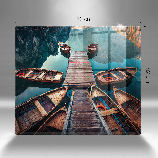 Skärbräda av glas Båtar på sjön