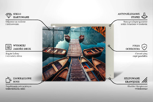 Skärbräda av glas Båtar på sjön