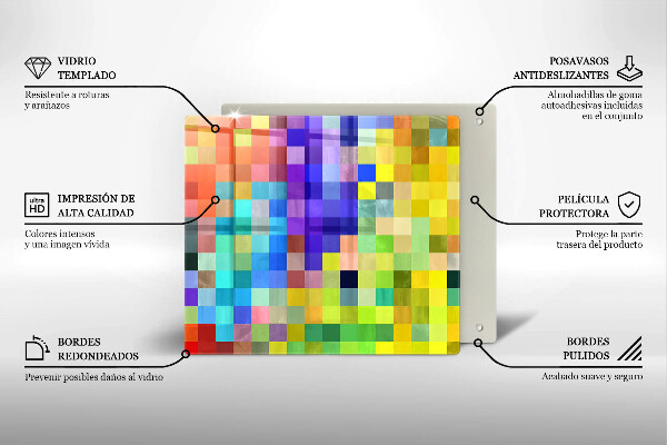 Skärbräda av glas Färgade kvadrater pixlar