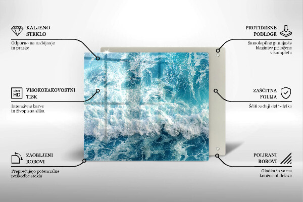 Skärbräda av glas Vatten havsvågor
