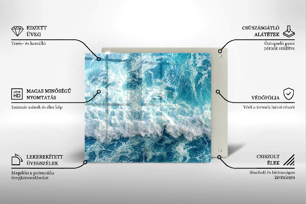 Skärbräda av glas Vatten havsvågor