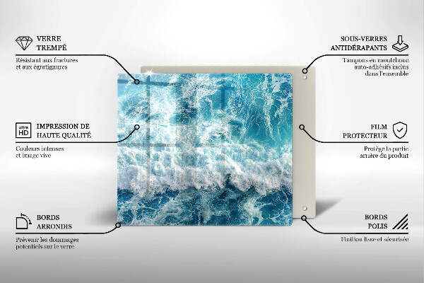 Skärbräda av glas Vatten havsvågor