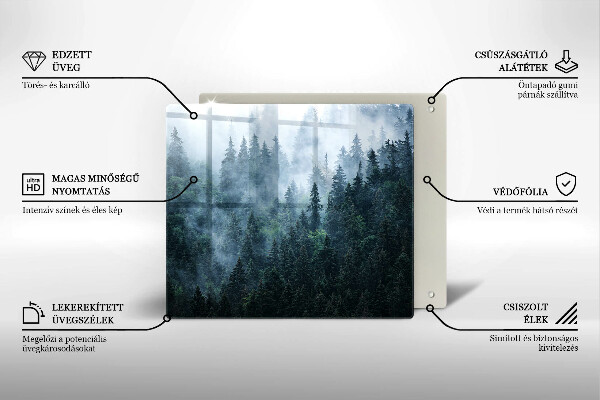 Skärbräda av glas Skogsträd och dimma