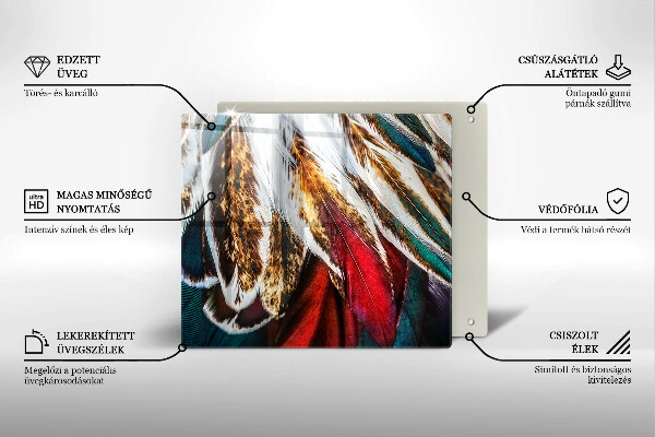 Skärbräda av glas Boho fågelfjädrar