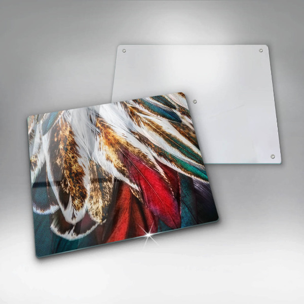 Skärbräda av glas Boho fågelfjädrar