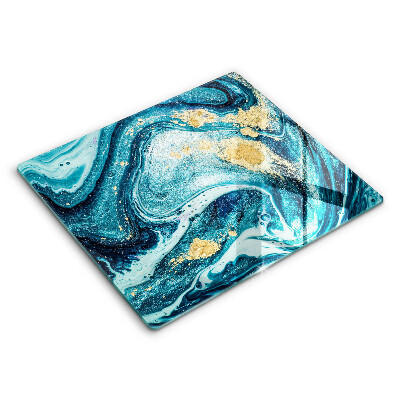 Skärbräda av glas Blått abstrakt guld