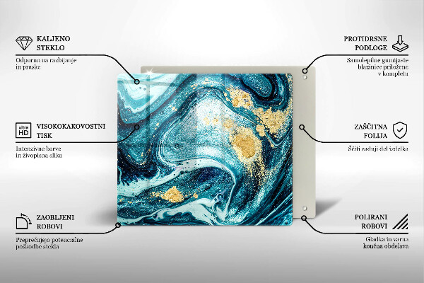 Skärbräda av glas Blått abstrakt guld