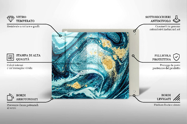 Skärbräda av glas Blått abstrakt guld