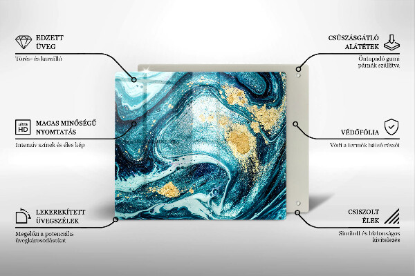 Skärbräda av glas Blått abstrakt guld