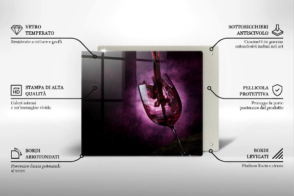Skärbräda av glas Ett glas vin