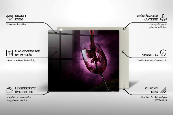 Skärbräda av glas Ett glas vin