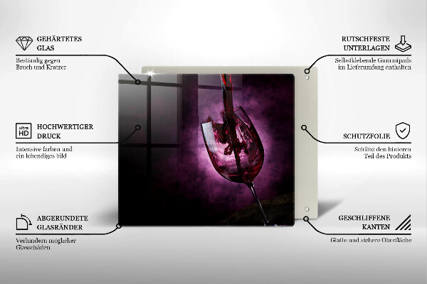 Skärbräda av glas Ett glas vin