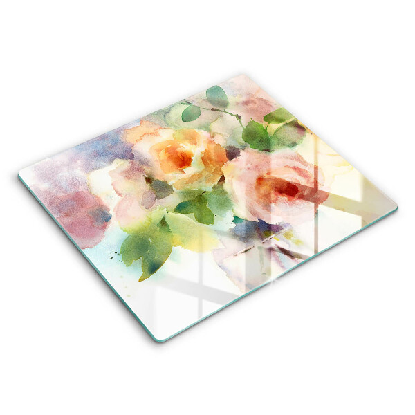 Skärbräda av glas Målade blommor