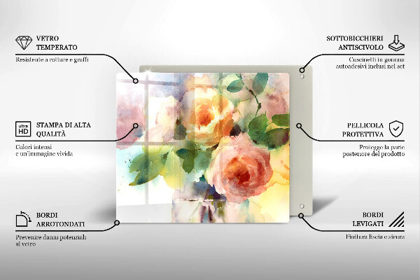 Skärbräda av glas Målade blommor