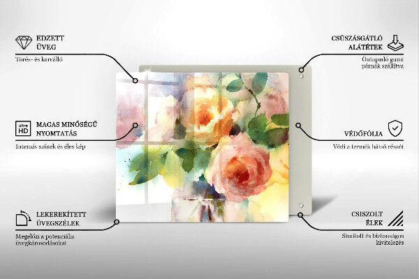 Skärbräda av glas Målade blommor