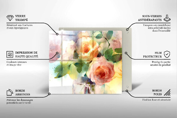 Skärbräda av glas Målade blommor