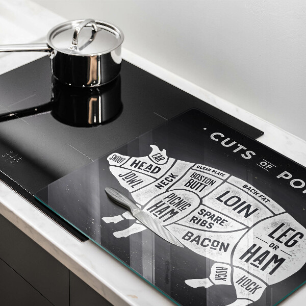 Skärbräda av glas Fläskkött