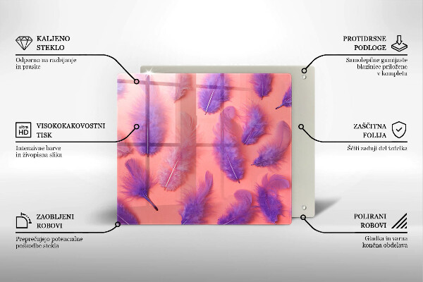 Skärbräda av glas Fluffiga fjädrar