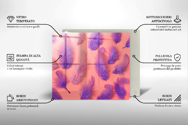 Skärbräda av glas Fluffiga fjädrar