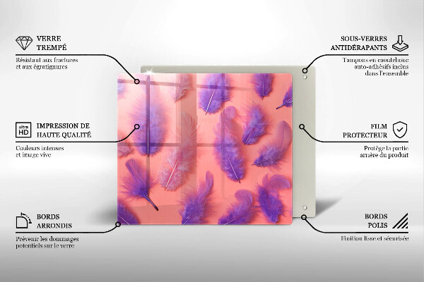 Skärbräda av glas Fluffiga fjädrar