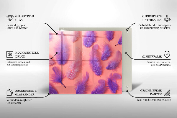 Skärbräda av glas Fluffiga fjädrar