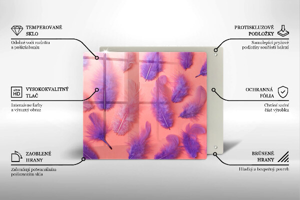 Skärbräda av glas Fluffiga fjädrar
