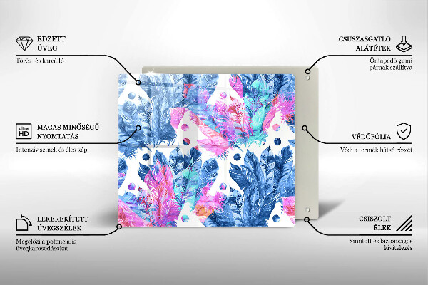 Skärbräda av glas Boho fjäder illustration