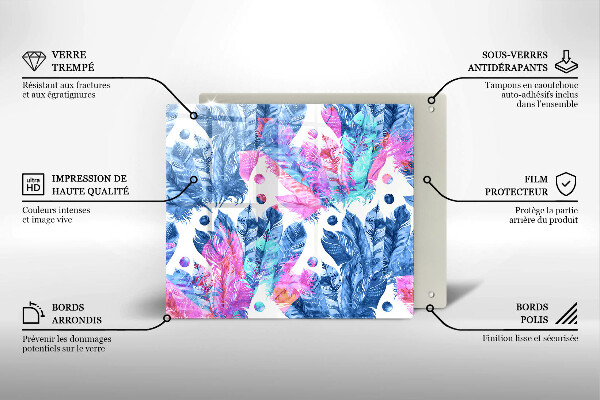 Skärbräda av glas Boho fjäder illustration