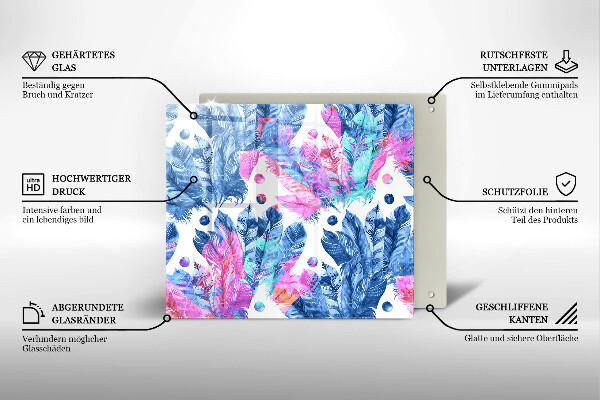 Skärbräda av glas Boho fjäder illustration