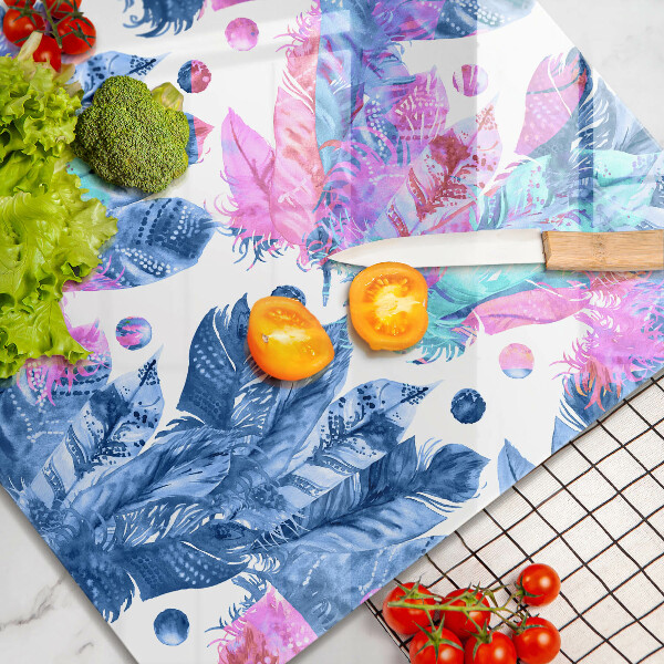 Skärbräda av glas Boho fjäder illustration