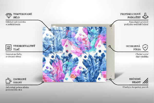 Skärbräda av glas Boho fjäder illustration