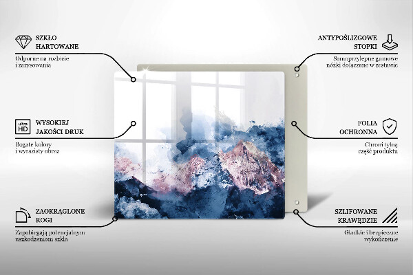 Skärbräda av glas Abstrakt målade berg