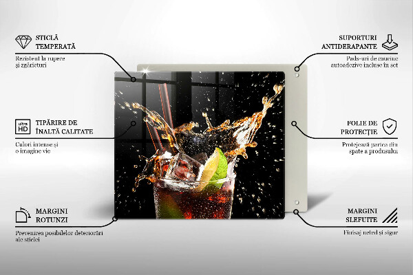 Skärbräda av glas Drick med is