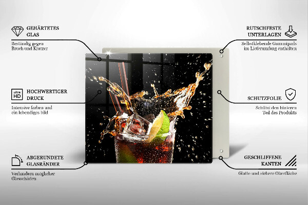 Skärbräda av glas Drick med is