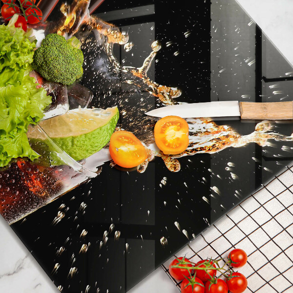 Skärbräda av glas Drick med is