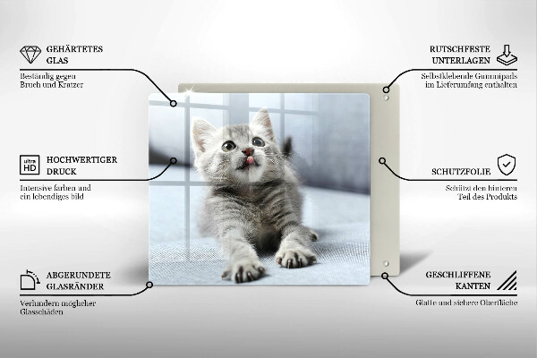 Skärbräda av glas Liten söt kattunge