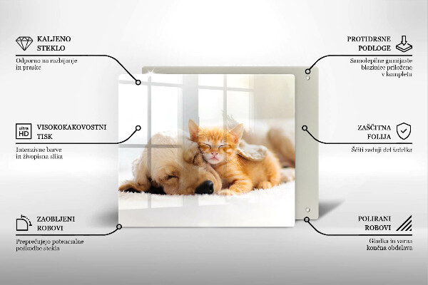 Skärbräda av glas Djur hund och katt