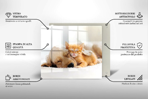 Skärbräda av glas Djur hund och katt