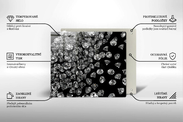 Skärbräda av glas Briljanta diamanter